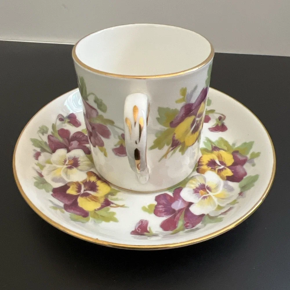 Vintage Demitasse Tea Cup‎ and Saucer Crown Staffordshire Violet
